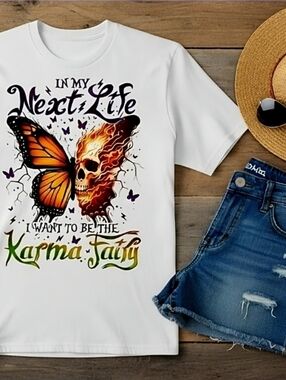 Karma Fairy Graphic Tee • Butterfly Skull Shirt • Spiritual Aesthetic T‑Shirt